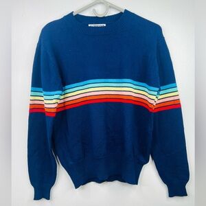 Wish Men's Navy Sweater with Colorful Stripes